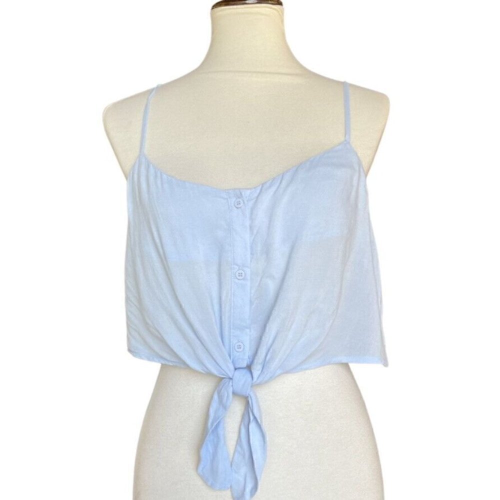 TopShop NEW Women's Size 10 Cropped Cami Tank Top Blue Front Knot $26